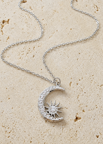 New CZ Moon & Star Necklace  * Choose your Metal*