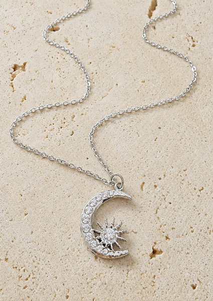 New CZ Moon & Star Necklace  * Choose your Metal*