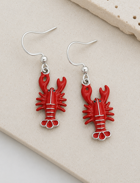 Maritime Must Have: New Adorable Enamel Lobster Earrings (shorty) *LOVE* Choose Your Metal