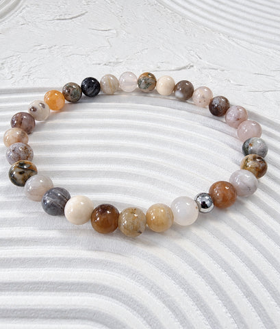 Bamboo Agate Gemstone Bracelet (6mm beads)