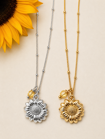 Sunflower Necklace with Citrine Gemstone *CHOOSE YOUR METAL*