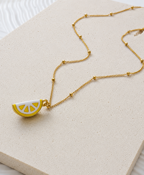 New Adorable Enamel Lemon Necklace *LOVE this set!!*