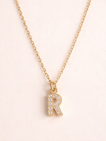 New CZ Initial Necklace * Choose your Metal and Letter*