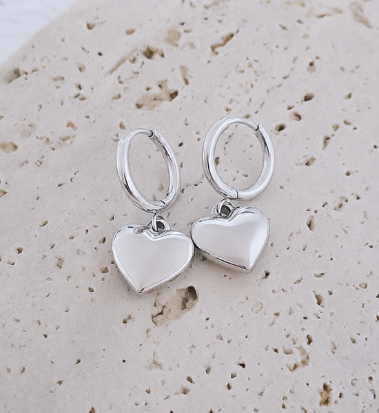 New Huggie Hoop Puff Heart Charm Earrings *Choose your Metal* LOVE THESE!