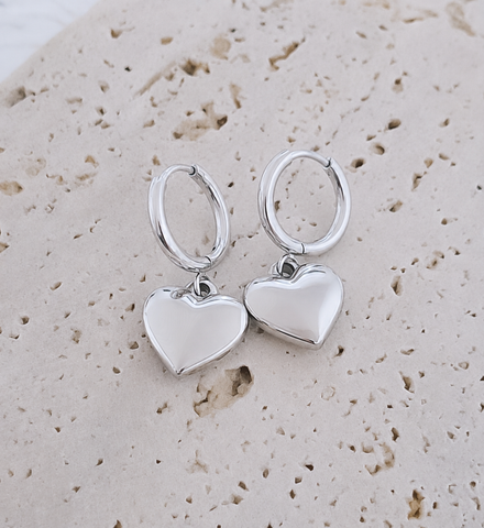 New Huggie Hoop Puff Heart Charm Earrings *Choose your Metal* LOVE THESE!