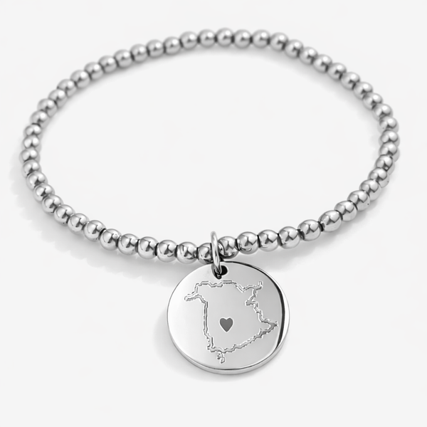 Oh Canada Hometown  Map w/ Heart Bracelet // Province // Territory // City * CHOOSE YOUR METAL*