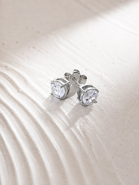 OBSESSED New 6mm CZ Round Stud Earrings  * Choose your Metal*