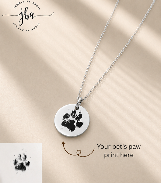 Pet's Paw Print Disc - Choose Bracelet or Necklace & Metal