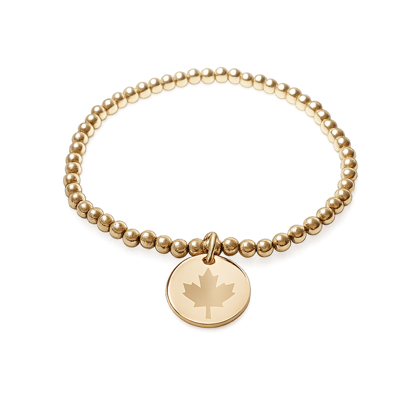 Canadian Maple Leaf Disc Bracelet * CHOOSE YOUR METAL*