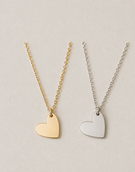 NEW for Engraving: Heart Dangle Charm Necklace *Choose Your Metal*