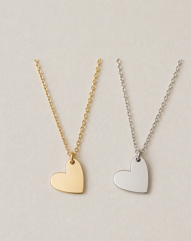 NEW for Engraving: Heart Dangle Charm Necklace *Choose Your Metal*