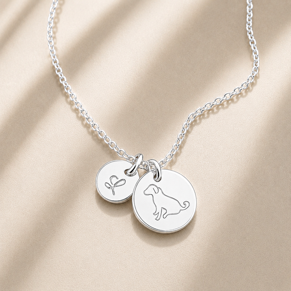 Engraved Personalized Dog & Initial Disc Necklace