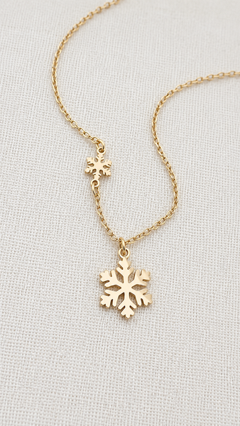 New Double Snowflake Charm Necklace