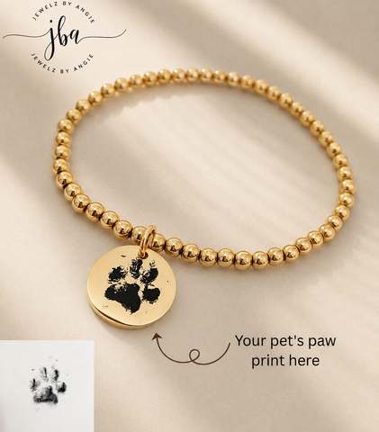 Pet's Paw Print Disc - Choose Bracelet or Necklace & Metal