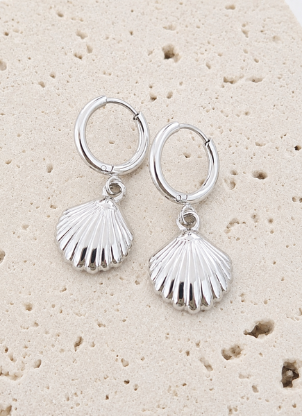 New Beachy Seashell Huggie Hoop Earrings *Choose your Metal*