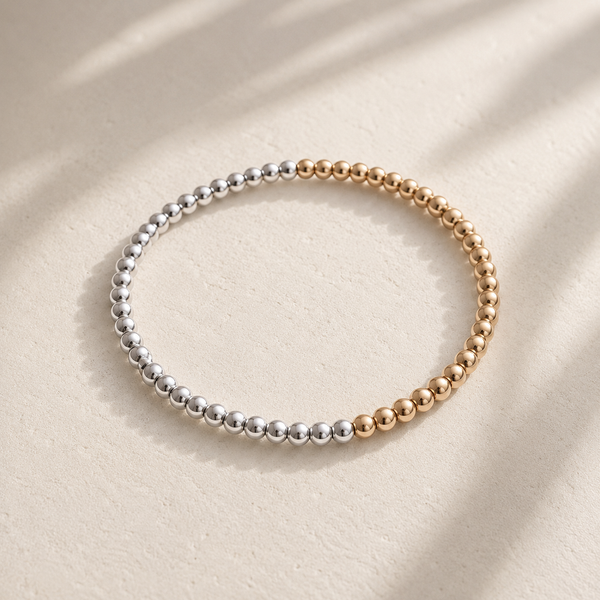 New The Perfect Beaded Half & Half Mixed Metals Bracelet