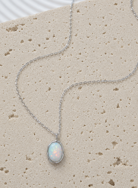 New Luxe Opal Oval Necklace  *Choose your Metal*