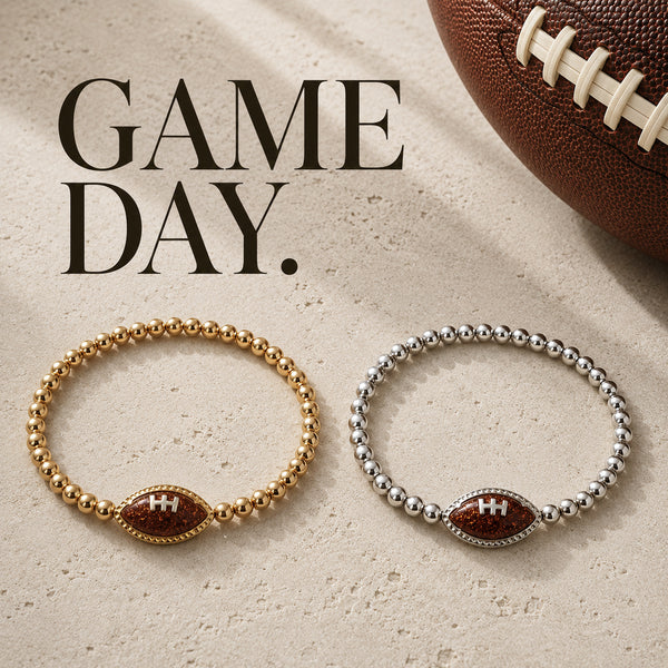 New! Sports Bracelet: Sparkling Goldstone Football Bracelet *MUST HAVE for Game Day!* Choose your metal