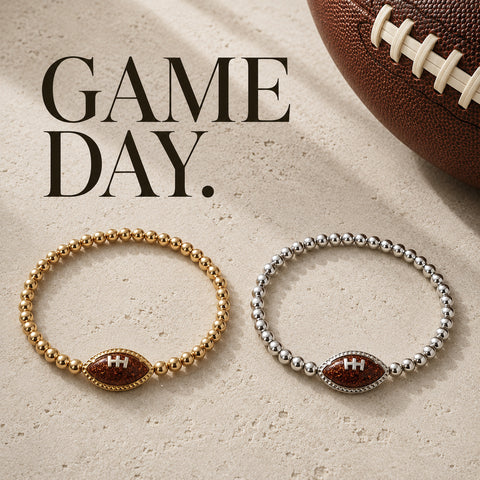 New! Sports Bracelet: Sparkling Goldstone Football Bracelet *MUST HAVE for Game Day!* Choose your metal