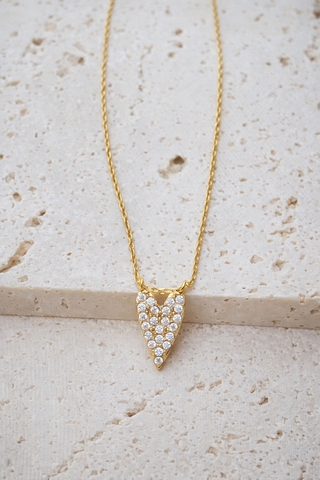 New CZ Pave Elongated Heart Necklace *Gold Only*