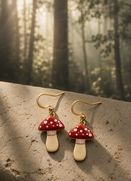 WOODLAND:  Enamel Charm Necklace, Enamel Charm Shorty Earrings *Choose Necklace, Earrings or the set *