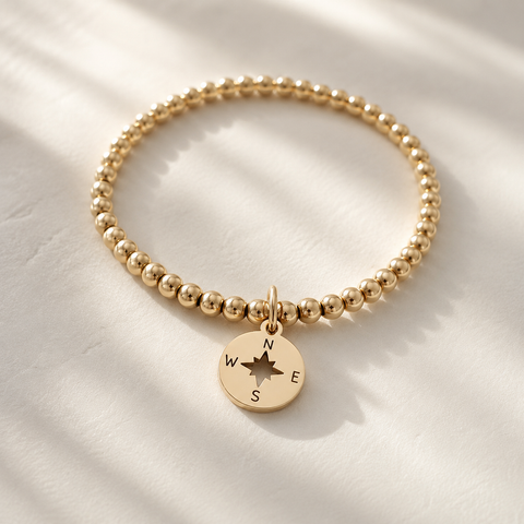 Compass Beaded Bracelet *Choose your metal*