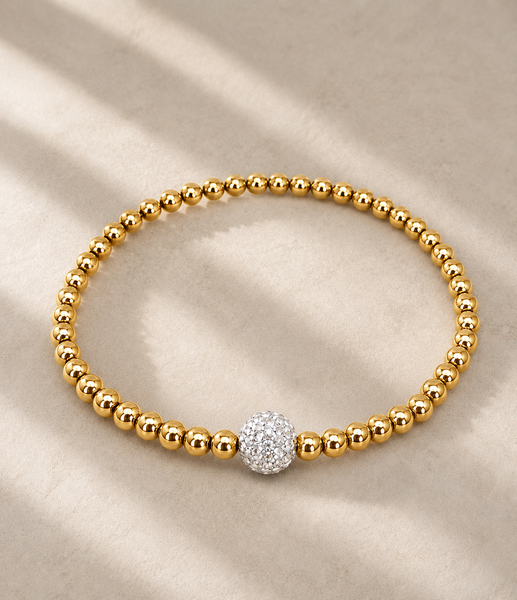 Beaded White Pave Bracelet *Choose your metal*