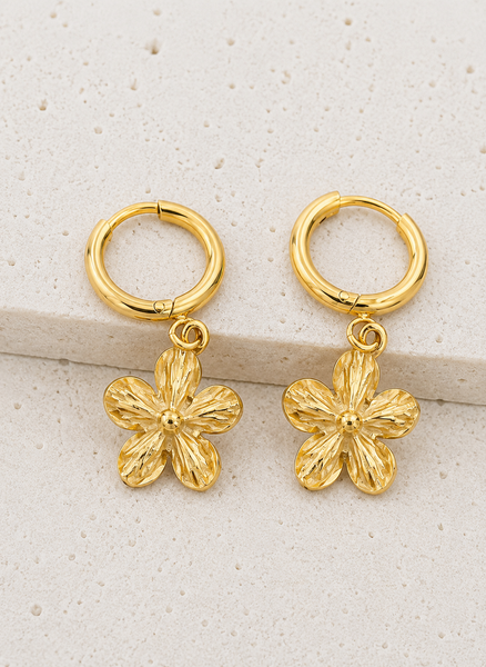 Hibiscus Flower Charm EARRINGS *choose your metal*