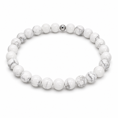 White Howlite Gemstone Bracelet (6mm beads)( Featured in our Nautical Stack and our East Coast Stack)