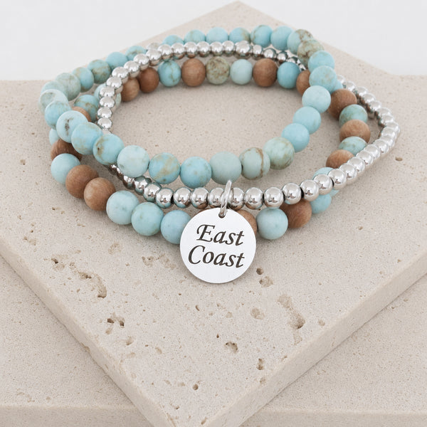 Rosewood + Aqua  Howlite Bracelet (Featured in our East Coast Shoreline Stack)