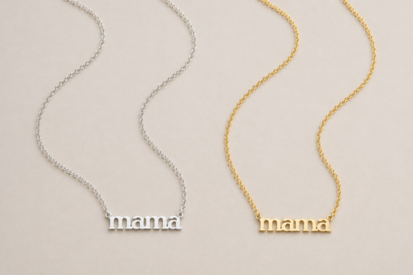 New mama Print Necklace  * Choose your Metal*