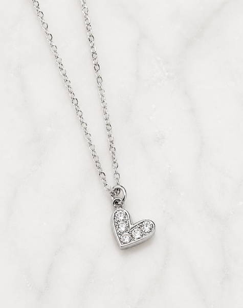 New Dainty CZ Heart Charm Necklace *Choose your metal*