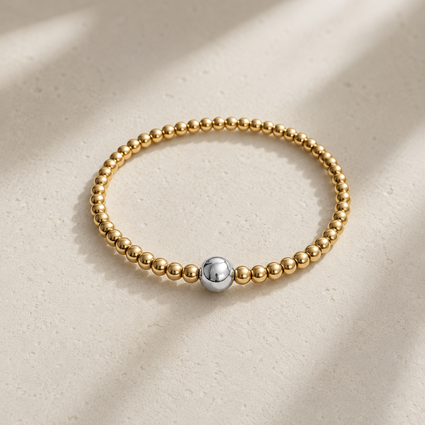 New The Perfect Beaded 4mm + 8mm Focal Mixed Metals Bracelet *Choose your metal*