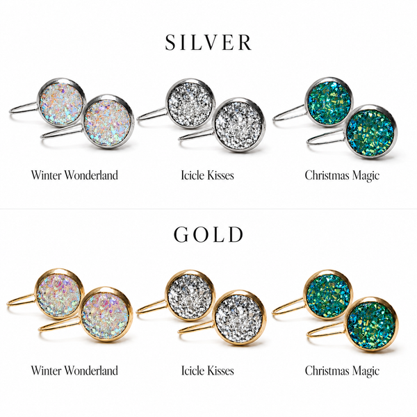 Christmas in July - Shimmering Druzy Dangle Earrings *Choose Your Metal & Color*