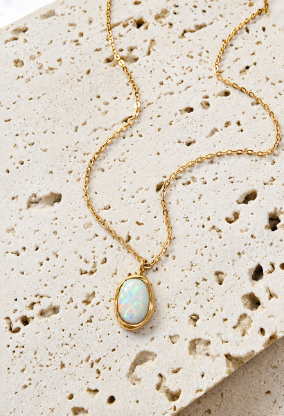 New Luxe Opal Oval Necklace  *Choose your Metal*