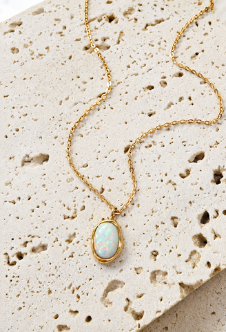 New Luxe Opal Oval Necklace  *Choose your Metal*