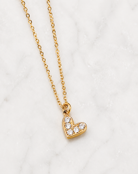 New Dainty CZ Heart Charm Necklace *Choose your metal*