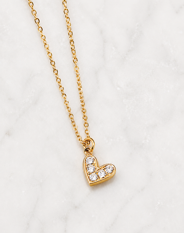 New Dainty CZ Heart Charm Necklace *Choose your metal*