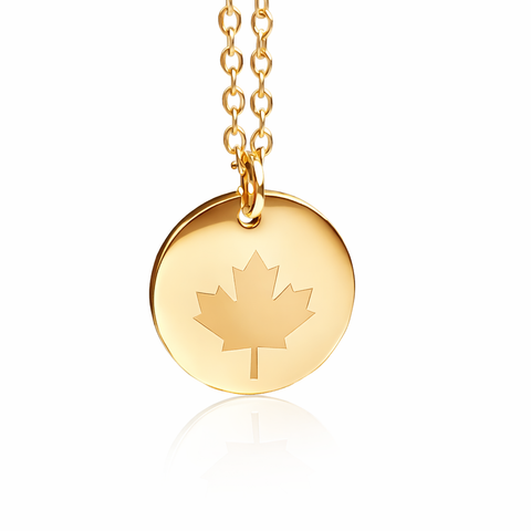 Canadian Maple Leaf Disc Necklace // Oh Canada Eh// Canada Day *CHOOSE YOUR METAL*