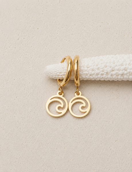 Mini ocean Wave Charm EARRINGS *choose your metal*