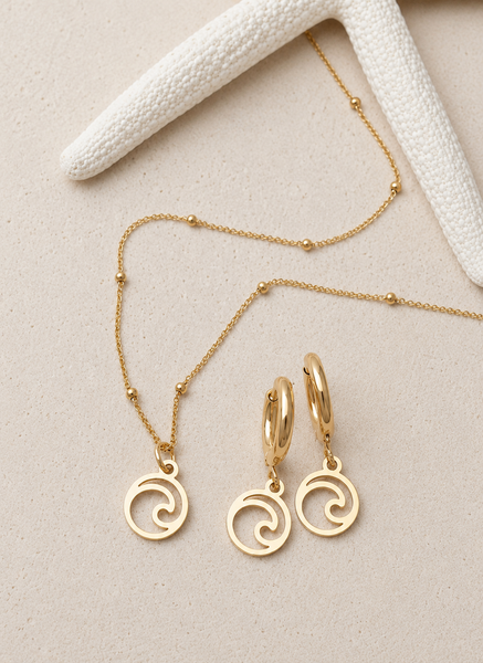 Mini Ocean Wave Charm NECKLACE *choose your metal*