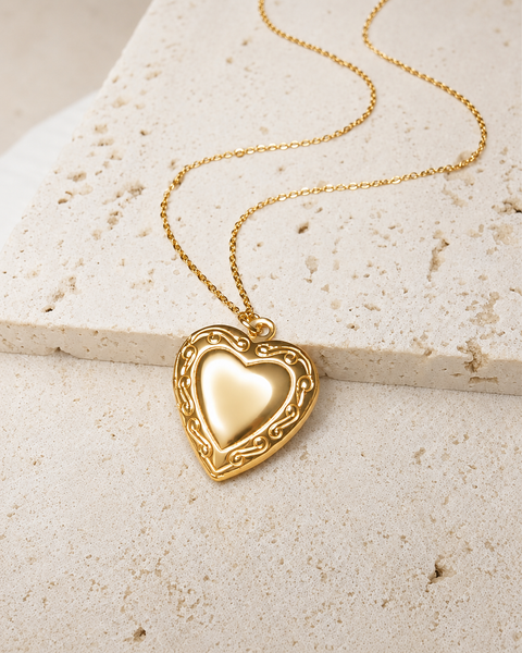 Engraveable Filigree Heart Locket Necklace (Medium Size) *choose your metal*