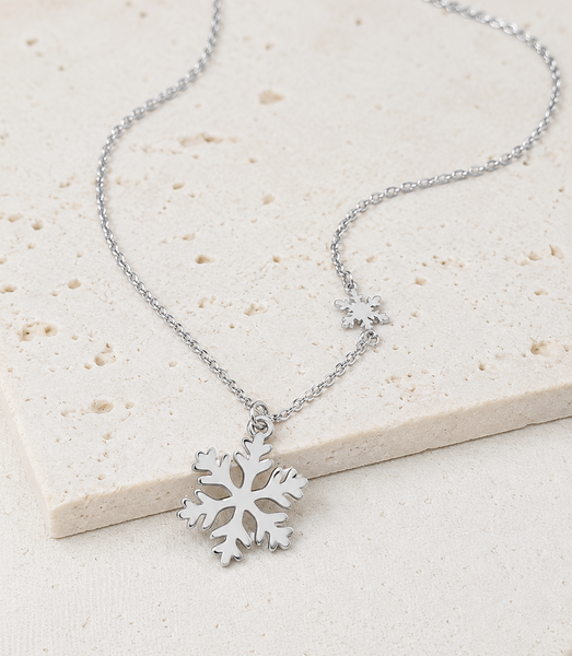 New Double Snowflake Charm Necklace