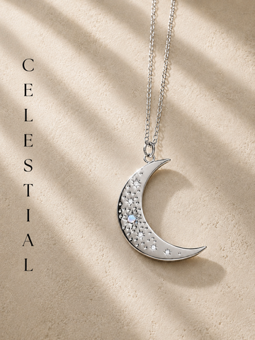 CZ Opal Moon Necklace / *CHOOSE YOUR METAL*