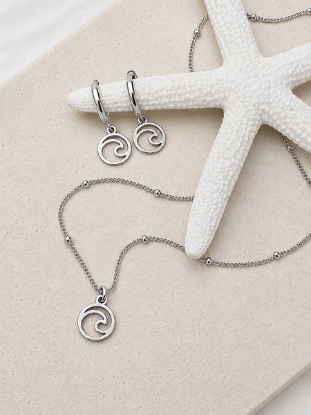 Mini Ocean Wave Charm NECKLACE *choose your metal*