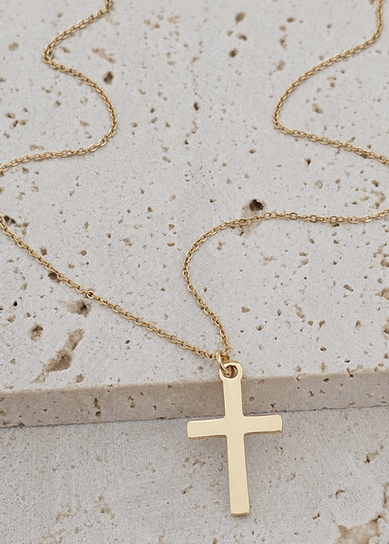 New Polished Cross Charm Necklace  * Choose your Metal*