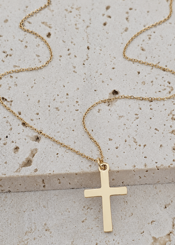 New Polished Cross Charm Necklace  * Choose your Metal*