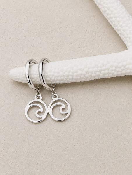 Mini ocean Wave Charm EARRINGS *choose your metal*