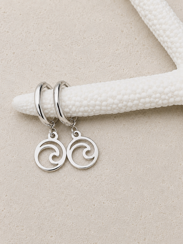 Mini ocean Wave Charm EARRINGS *choose your metal*