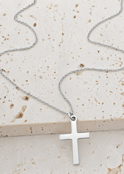New Polished Cross Charm Necklace  * Choose your Metal*